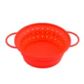 Red collapsible silicone colander kitchen strainer basket for washing fruits and vegetables - Colander Basket / L / Red