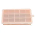 Pink silicone ice cube tray 15 grids with clear lid flexible mold for home kitchen use - 15 Grids / Pink
