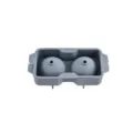 Grey silicone 2-ball ice cube mold tray for whiskey and home kitchen drink cooling use - 2 Compartments / Gray