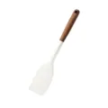 Espátula de silicona con mango de madera para sartenes antiadherentes, utensilio de cocina. - Espátula / Blanco