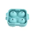 Teal silicone 4-cavity large ice ball mold for whiskey, flexible household ice cube maker. - 4 Grids / Green