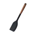 Espátula de cocina de silicona negra con mango de madera, utensilio antiadherente útil. - Espátula / Negro