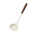 Cucharón de sopa de silicona con mango de madera, cuchara de cocina resistente al calor. - Cuchara de Sopa / Blanco
