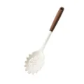 Cuchara para pasta de silicona con mango de madera, utensilio de cocina resistente al calor - Servidor de pasta / Blanco