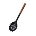 Servidor de pasta de silicona con mango de madera, cuchara para espaguetis cocina SKU - Servidor de pasta / Negro