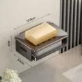 Jabonera de pared con estante para esponja, organizador doble de baño de aluminio espacial gris. - 1 Unidad / Gris Pistola