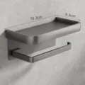 Gunmetal double layer toilet paper holder wall mounted bathroom storage shelf with roll bar - Double Layer Phone Tissue Holder / Gunmetal