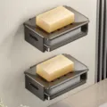 Jabonera de pared de doble capa con esponja, soporte de jabón de baño sin perforación gris oscuro. - Juego de 2 Piezas / Gris Pistola