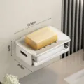 Jabonera de pared de aluminio espacial, práctico organizador de almacenamiento de baño. - 1 Unidad / Blanco Puro