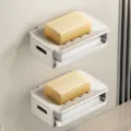 Jabonera de pared de aluminio con bandeja de goteo para almacenamiento de baño y hogar. - Juego de 2 Piezas / Blanco Puro