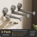 Gunmetal grijs aan de muur gemonteerde zuignap intrekbare kleding droogrek houder. - 3 Stuks/Verpakking / Gunmetal
