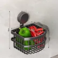 Wall-mounted suction cup storage basket, gray kitchen organizer for onions and garlic. - 1 Piece / Gun Grey