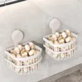 Wall mounted suction cup garlic storage basket kitchen organizer for ginger onion white plastic - 2 Pcs/Set / Milk White