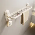 Portasciugamani a ventosa bianco crema per bagno, barra per asciugamani pieghevole da parete. - Portasciugamani Pieghevole / 50cm / Crema