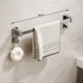 Gun gray space aluminum towel bar, 30cm single rail wall mounted bathroom organizer. - Single Rod / 30cm / Gunmetal