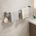 Gun gray space aluminum towel bar, 70cm single rail wall mounted bathroom rack. - Single Rod / 70cm / Gunmetal