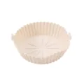 Round silicone air fryer pot baking tray heat resistant non-stick basket replacement liner - S / Off White