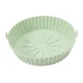 Round silicone air fryer pot in light green for baking and oven use, non-stick cooking mat. - L / Green