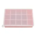 Vassoio per cubetti di ghiaccio in silicone con coperchio 15 griglie stampo rosa. - 15 Griglie / Rosa