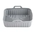 Gray rectangular silicone air fryer pot with handles, non-stick baking basket liner. - Large (155g) / Gray