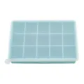 Stampo per ghiaccio silicone 15 griglie vaschetta quadrata con coperchio per cucina e pappe - 15 Griglie / Verde