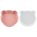 Cute cartoon bear silicone food container, oven safe bento box and baking pan set. - Little Bear, 208g (Pink)