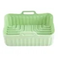 Green rectangular silicone air fryer basket with handles and ridges for baking cooking food. - Large (155g) / Green