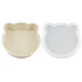 Cute bear shaped silicone food container and air fryer baking pan in beige and white color. - Little Bear, 208g (Off-White)