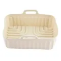 Beige Rectangular Silicone Air Fryer Basket with Handles Heat Resistant Baking Mat - Large (155g) / Off White