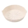 Round silicone air fryer pot baking liner mat with handles kitchen accessory cooking tool - L / Off White