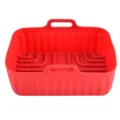 Red rectangular silicone air fryer pot with handles, non-stick baking basket liner. - Large (155g) / Red