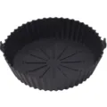 Black silicone air fryer pot round baking tray liner with handles for oven cooking accessories. - Extra Large / Black