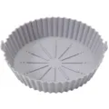 Round gray silicone air fryer pot liner with handles and oil drainage grooves for baking. - Extra Large / Light Gray