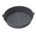 Round silicone air fryer pot dark gray baking tray liner with handles for cooking. - L / Dark Gray