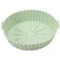 Round silicone air fryer pot in light green with handles, non-stick baking basket liner. - Extra Large / Green