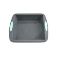 Teglia da forno quadrata in silicone grigio scuro con manici verde menta per dolci. - Vassoio Rettangolare / Due colori