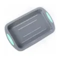Teglia da forno quadrata grigia con manici azzurri, ideale per cucinare e cuocere al forno. - Teglia rettangolare per crostate all'uovo / biscotti / Due colori