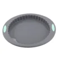 Stampo per torta rotondo in silicone grigio con manici verdi teglia da forno cucina - Teglia rotonda scanalata per pizza / Due colori