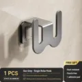 Gun grey space aluminum single slipper rack wall mount punch-free storage bracket - Gunmetal Grey Single Slipper Rack (Adhesive Wall-Mounted, No Drilling Required)