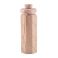 Portable pink collapsible silicone water bottle 600ml outdoor travel sports drinking cup - 600ml / Pink