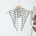 Classic white and black polka dot square scarf, versatile 70cm silk feel fabric for women. - White with Black Polka Dots