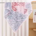 Pink silk square scarf with elegant city map print, stylish women fashion neckerchief. - Red Horse