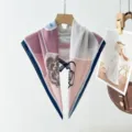 Chic foulard quadrato con stampa geometrica da donna, elegante sciarpa da collo. - Stile 1204