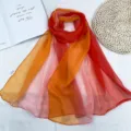 Donna sciarpa chiffon sfumato arcobaleno estate leggero traspirante scialle protezione solare - Arancione Sfumato