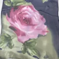 Elegant women floral chiffon silk scarf gradient rose pattern lightweight neck wrap accessory - 160-50cm / Navy Blue Floral