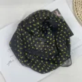 Black chiffon scarf with yellow polka dots, lightweight summer neckerchief and sun protection wrap. - Black and Yellow Small Polka Dots