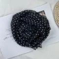 Chic black polka dot chiffon scarf, lightweight summer sun protection neckerchief accessory. - Black and White Small Polka Dots
