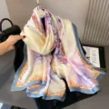 Eleganter Seidenschal mit Blumenmuster für Damen, langes Halstuch für Frühling und Sommer. - Immer mit dir / Große Größe