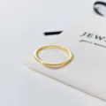 Minimalistischer S925 Silber vergoldeter schlichter Ring filigrane Schmuck Detailaufnahme - US Größe 6 / Gold