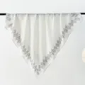 Elegant white printed square silk scarf for women, vintage border design, 90cm versatile shawl. - Style 10